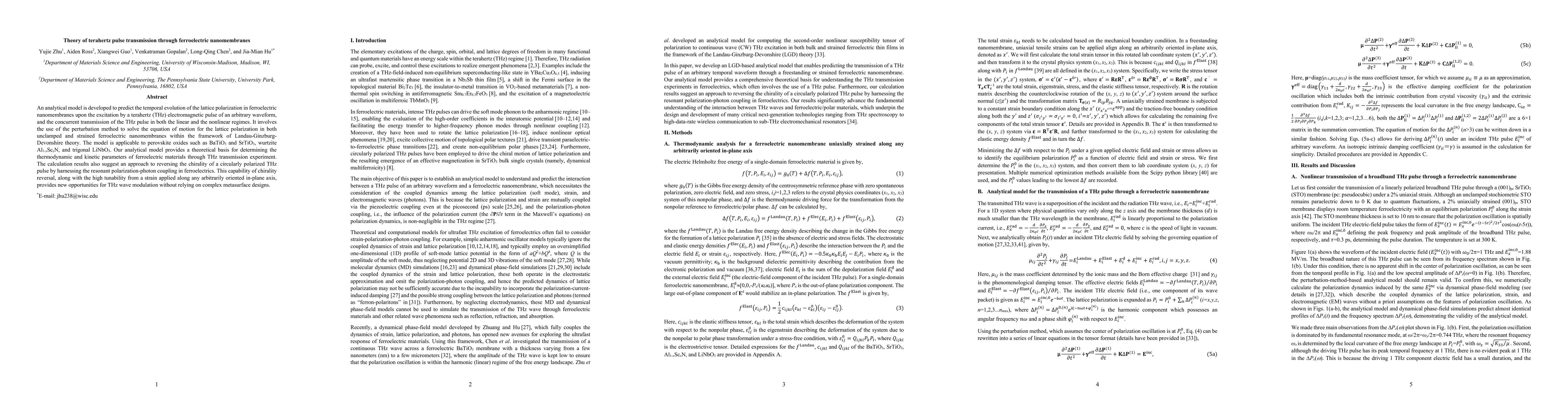 Thumbnail for Theory of terahertz pulse transmission through ferroelectric
  nanomembranes