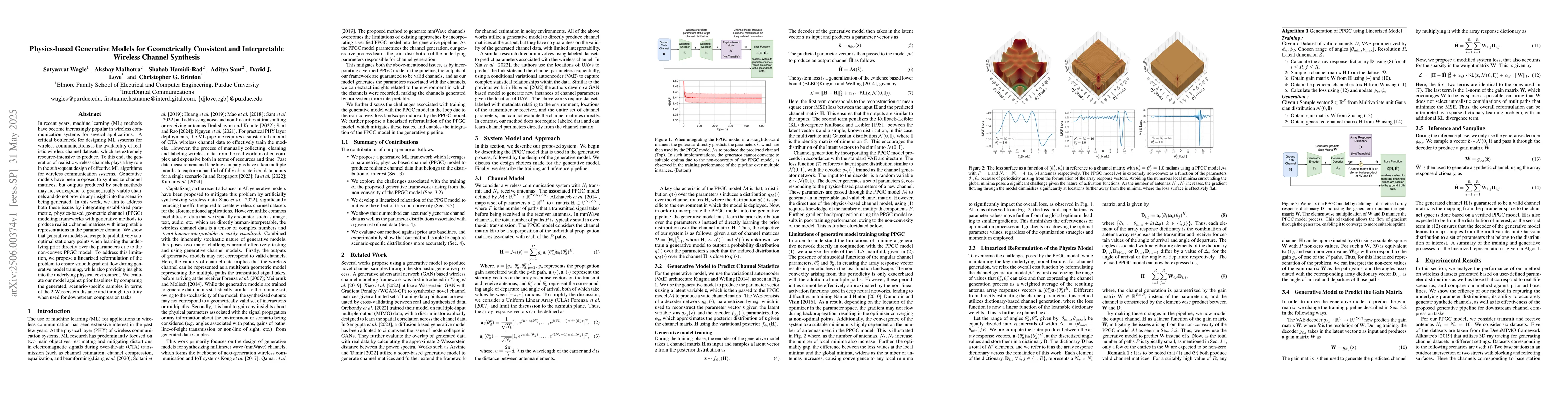 Thumbnail for Physics-based Generative Models for Geometrically Consistent and
  Interpretable Wireless Channel Synthesis