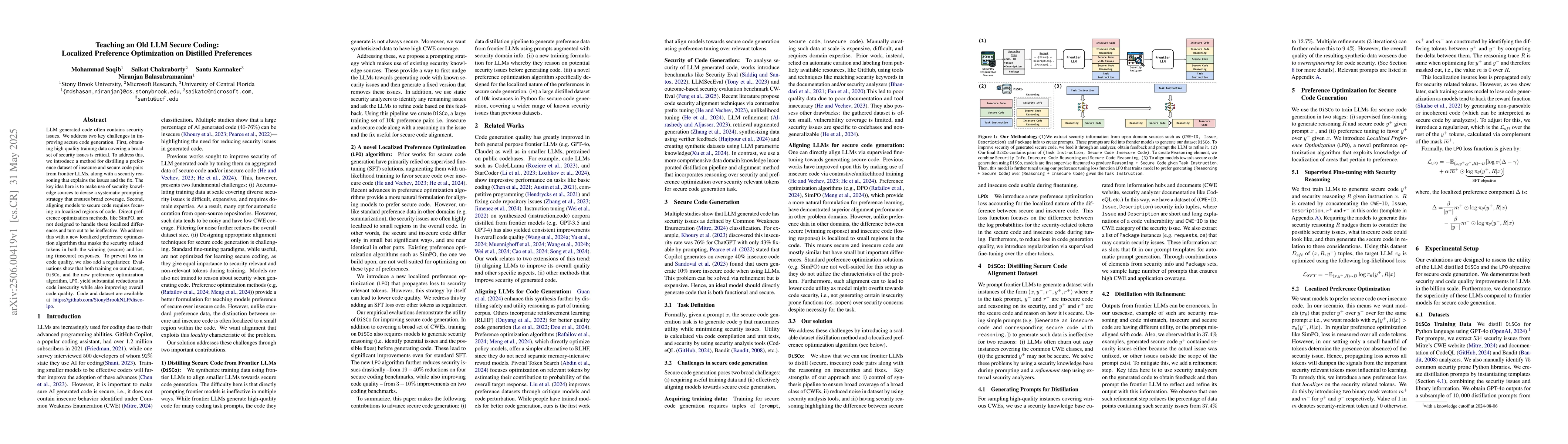 Thumbnail for Teaching an Old LLM Secure Coding: Localized Preference Optimization on
  Distilled Preferences