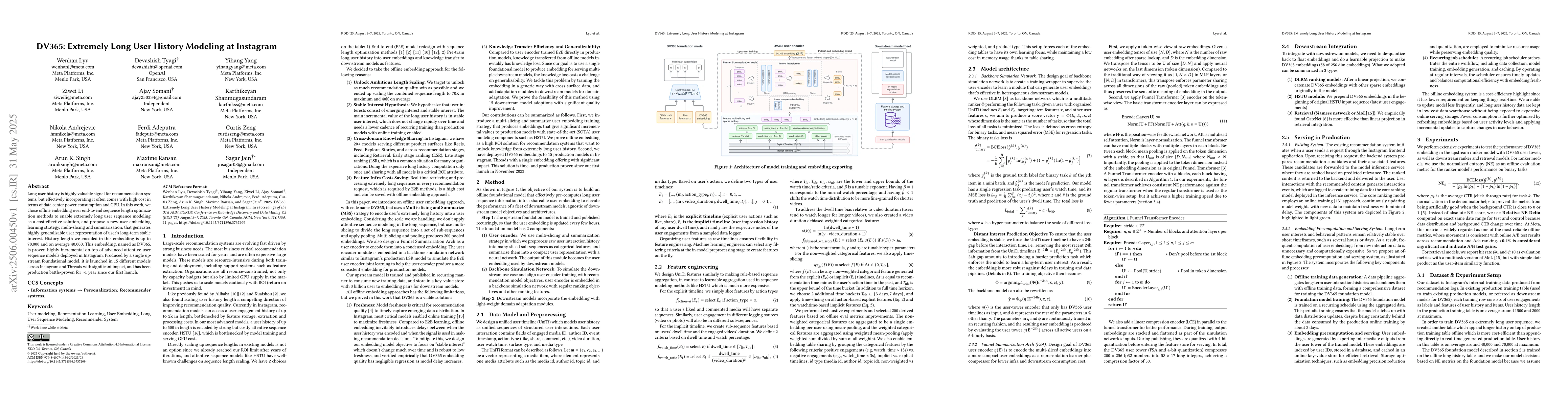 Thumbnail for DV365: Extremely Long User History Modeling at Instagram