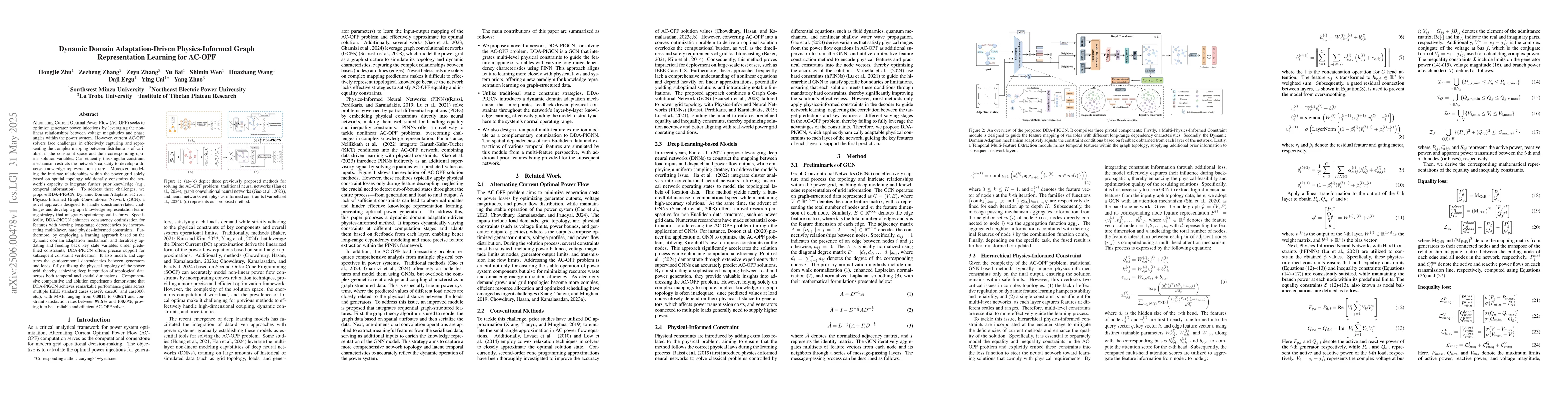 Thumbnail for Dynamic Domain Adaptation-Driven Physics-Informed Graph Representation
  Learning for AC-OPF