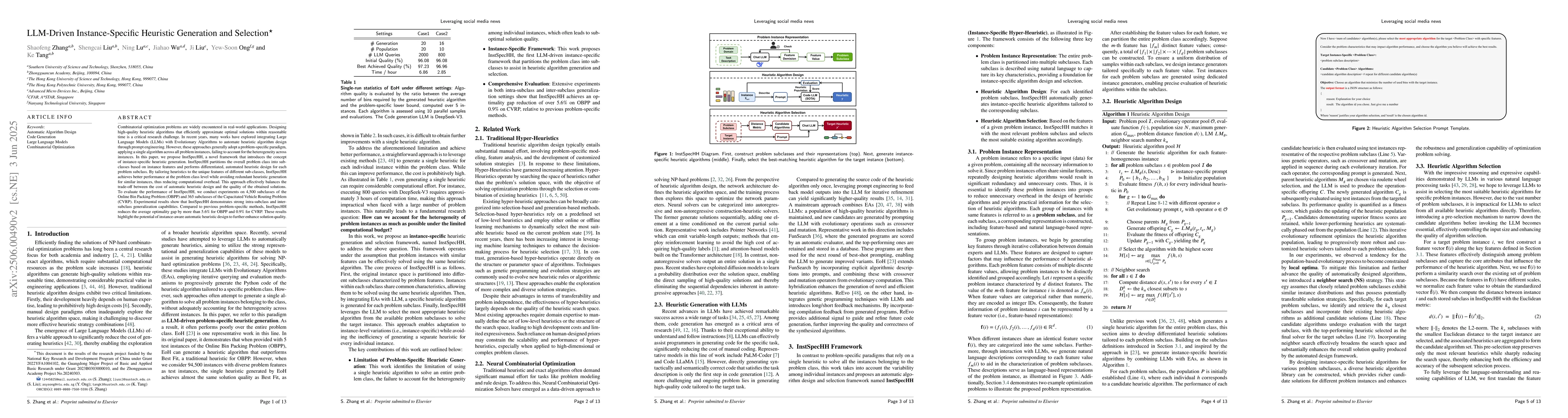 Thumbnail for LLM-Driven Instance-Specific Heuristic Generation and Selection