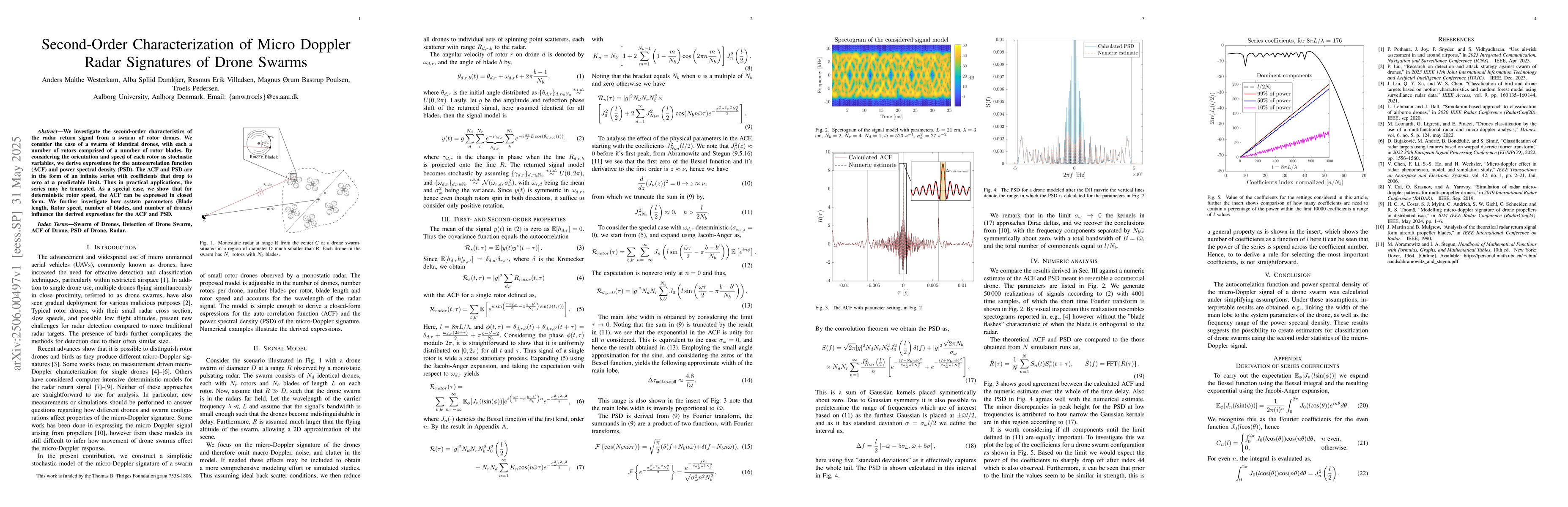 Thumbnail for Second-Order Characterization of Micro Doppler Radar Signatures of Drone
  Swarms