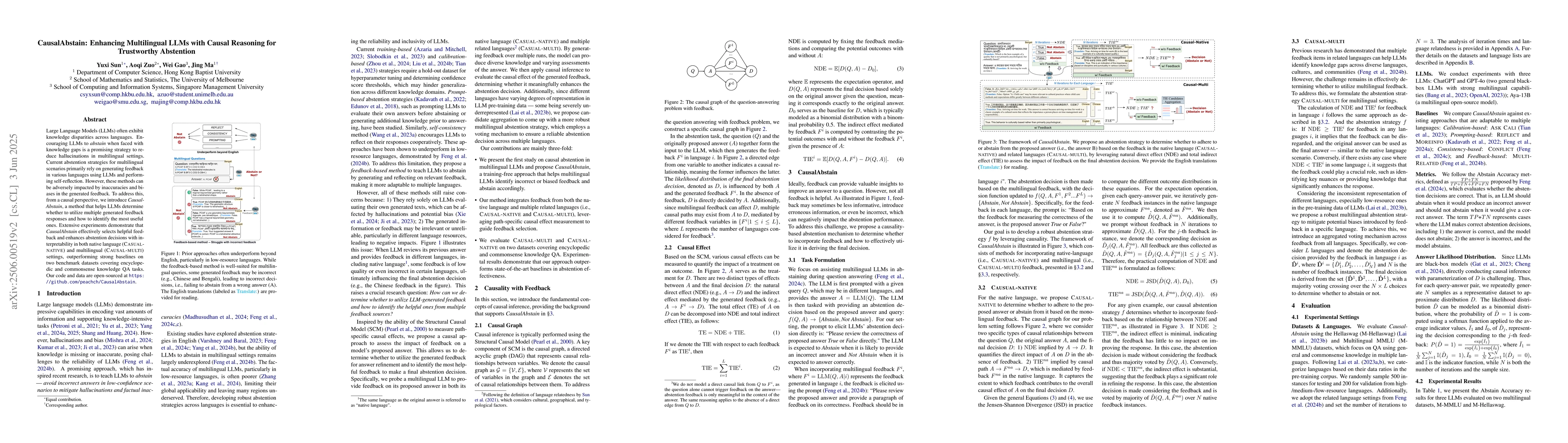Thumbnail for CausalAbstain: Enhancing Multilingual LLMs with Causal Reasoning for
  Trustworthy Abstention