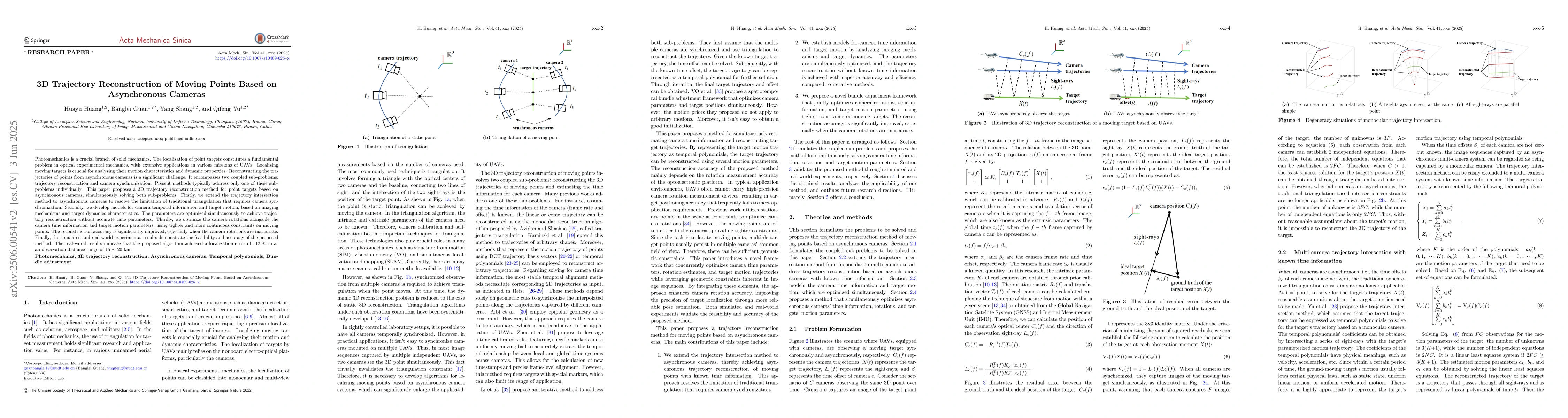 Thumbnail for 3D Trajectory Reconstruction of Moving Points Based on Asynchronous
  Cameras