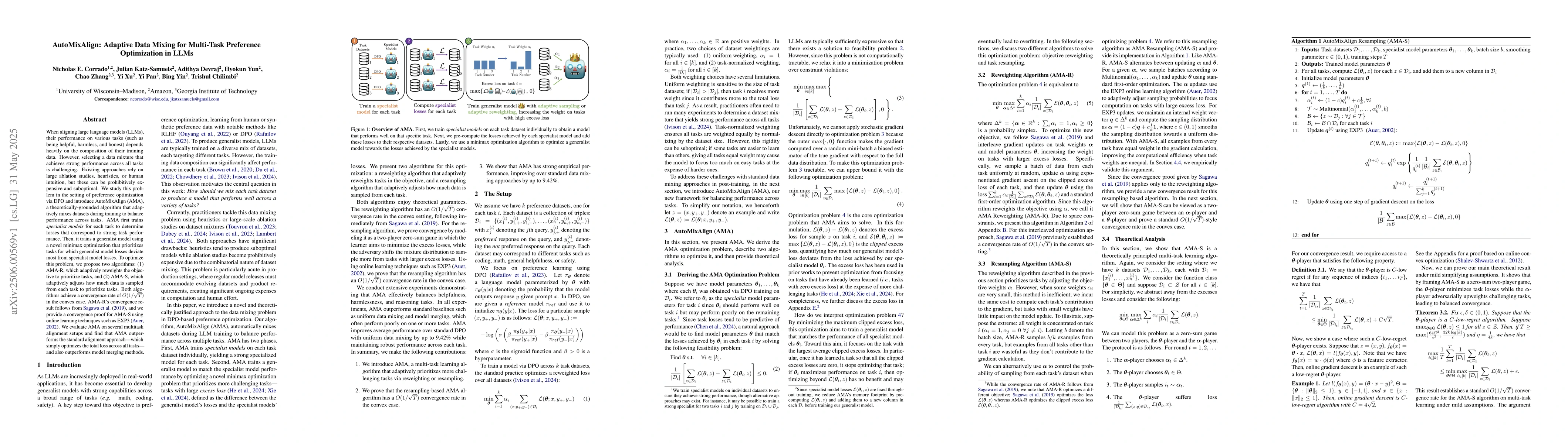 Thumbnail for AutoMixAlign: Adaptive Data Mixing for Multi-Task Preference
  Optimization in LLMs