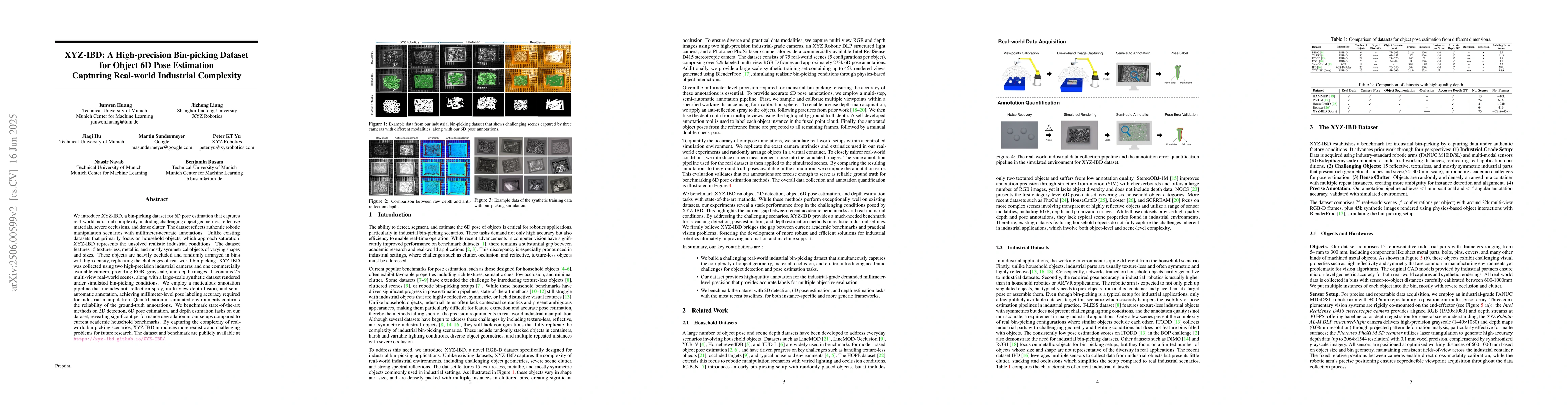 Thumbnail for XYZ-IBD: High-precision Bin-picking Dataset for Object 6D Pose
  Estimation Capturing Real-world Industrial Complexity