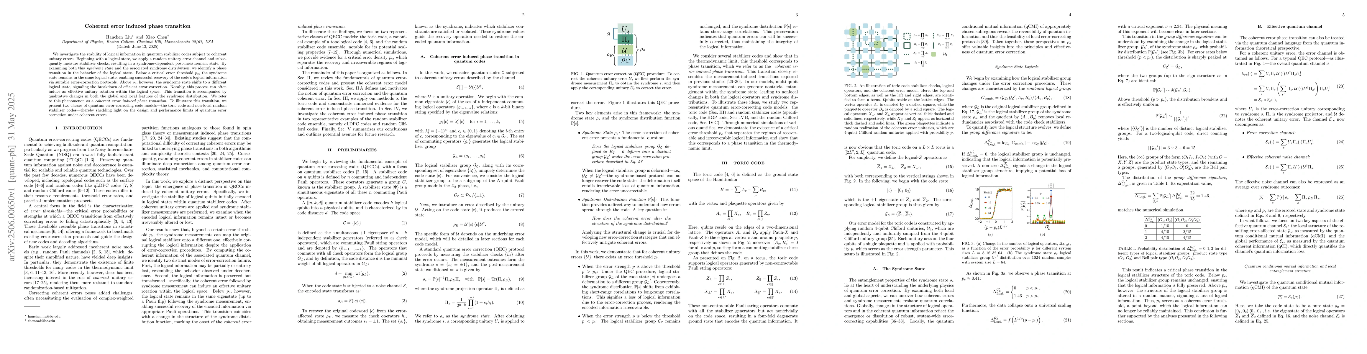 Thumbnail for Coherent error induced phase transition