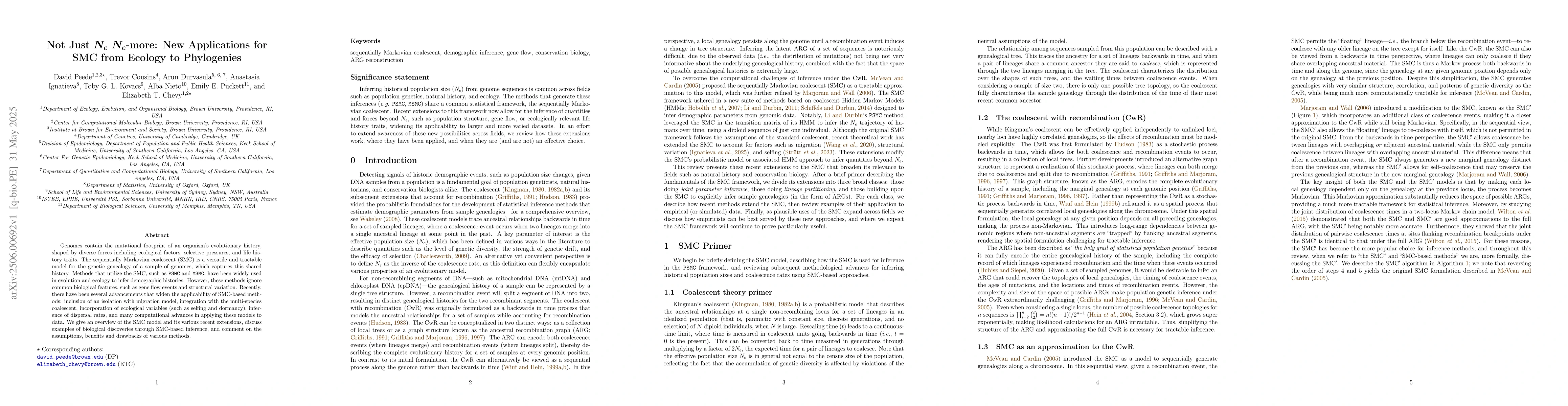 Thumbnail for Not Just $N_e$ $N_e$-more: New Applications for SMC from Ecology to
  Phylogenies