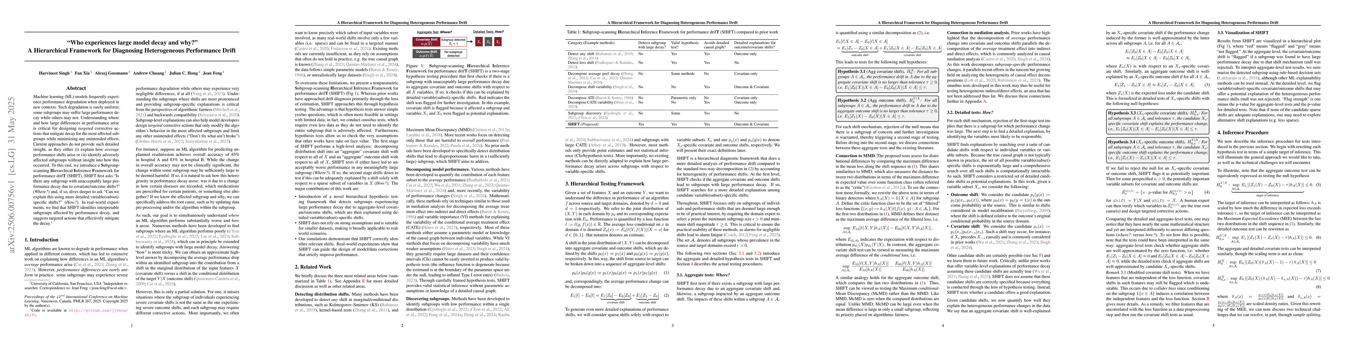 Thumbnail for "Who experiences large model decay and why?" A Hierarchical Framework
  for Diagnosing Heterogeneous Performance Drift