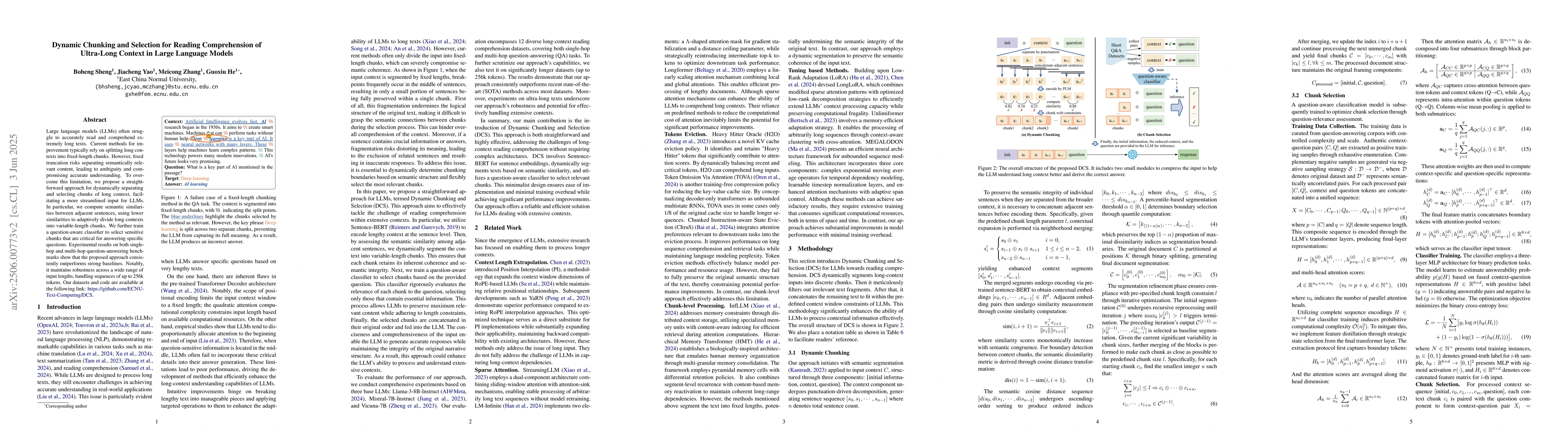 Thumbnail for Dynamic Chunking and Selection for Reading Comprehension of Ultra-Long
  Context in Large Language Models