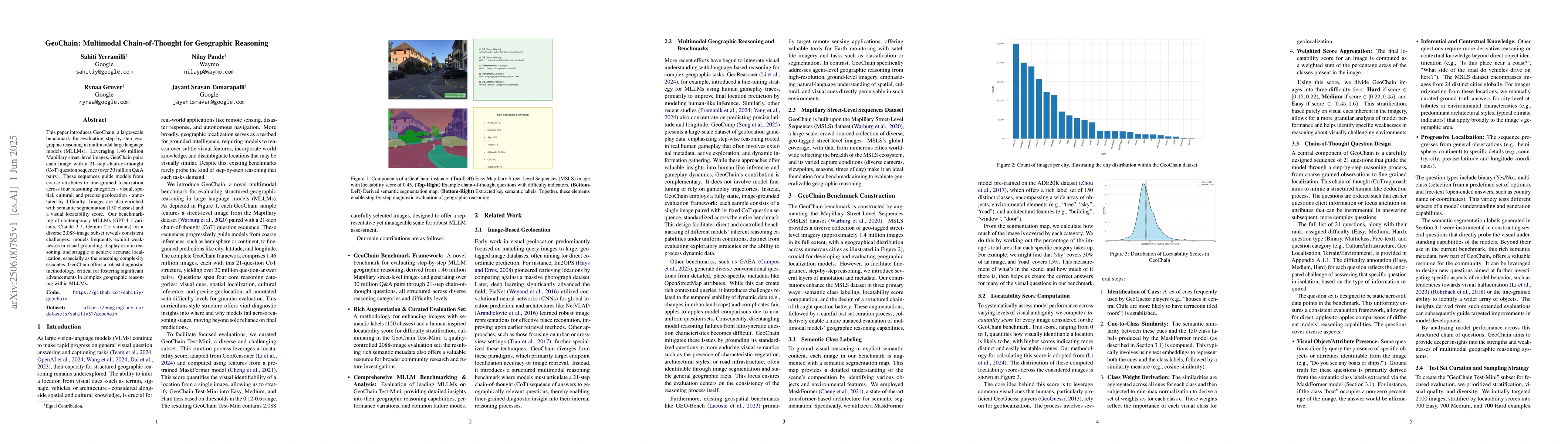 Thumbnail for GeoChain: Multimodal Chain-of-Thought for Geographic Reasoning
