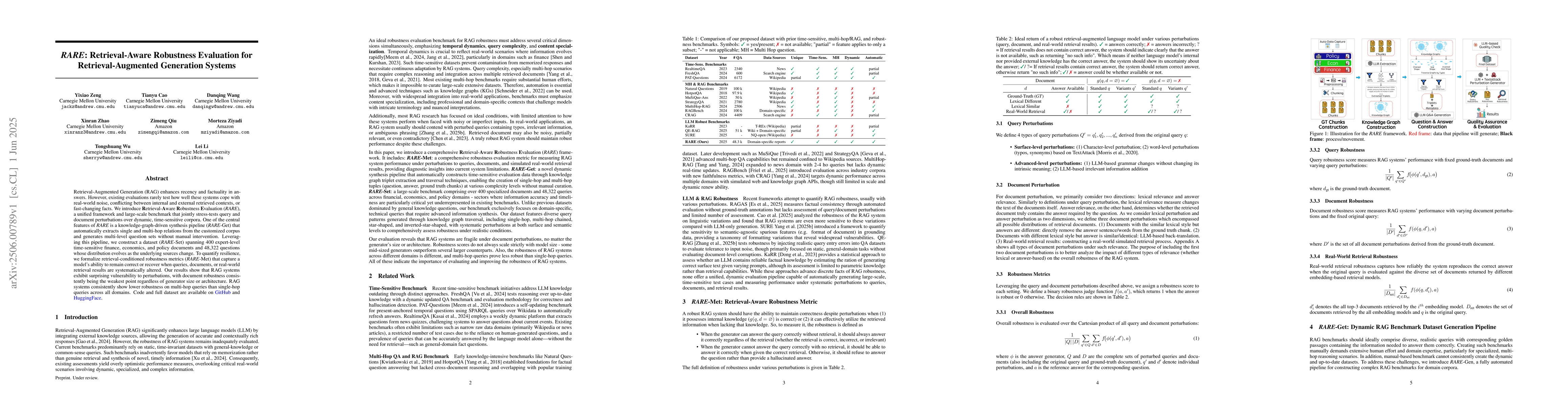 Thumbnail for RARE: Retrieval-Aware Robustness Evaluation for Retrieval-Augmented
  Generation Systems