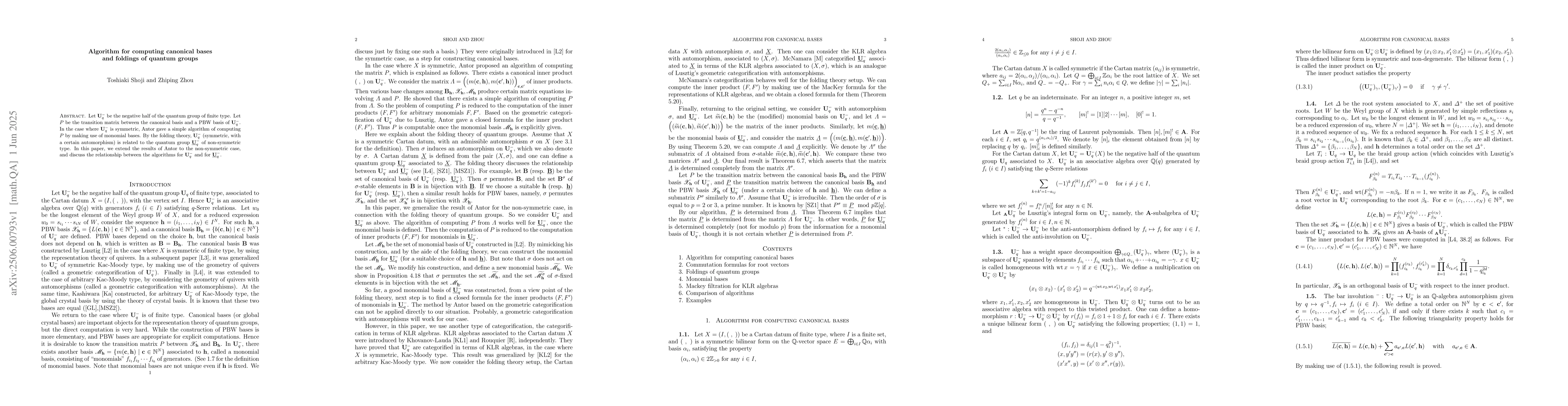 Thumbnail for Algorithm for computing canonical bases and foldings of quantum groups