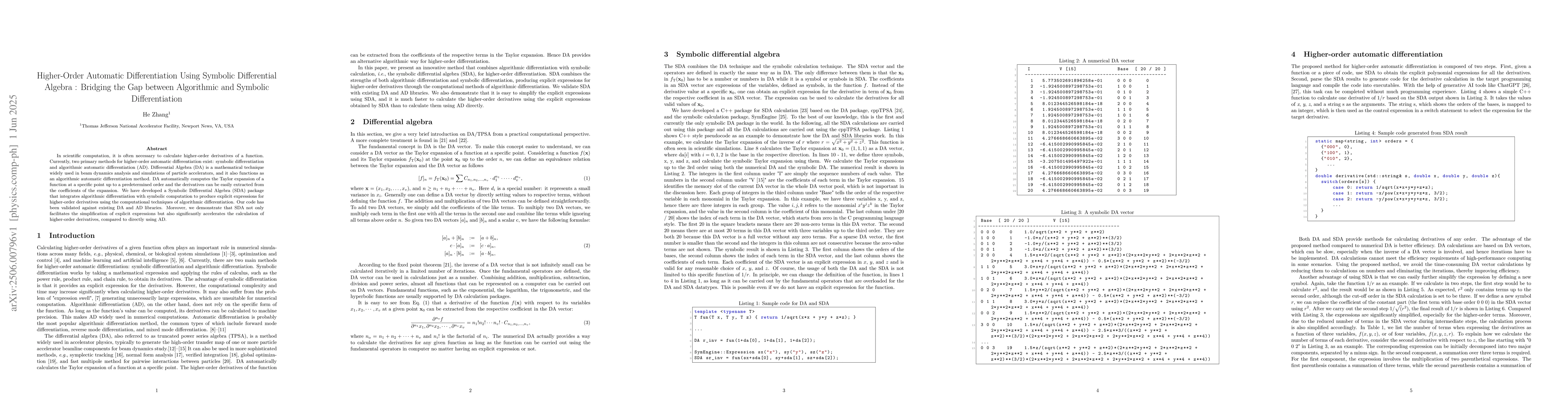 Thumbnail for Higher-Order Automatic Differentiation Using Symbolic Differential
  Algebra: Bridging the Gap between Algorithmic and Symbolic Differentiation