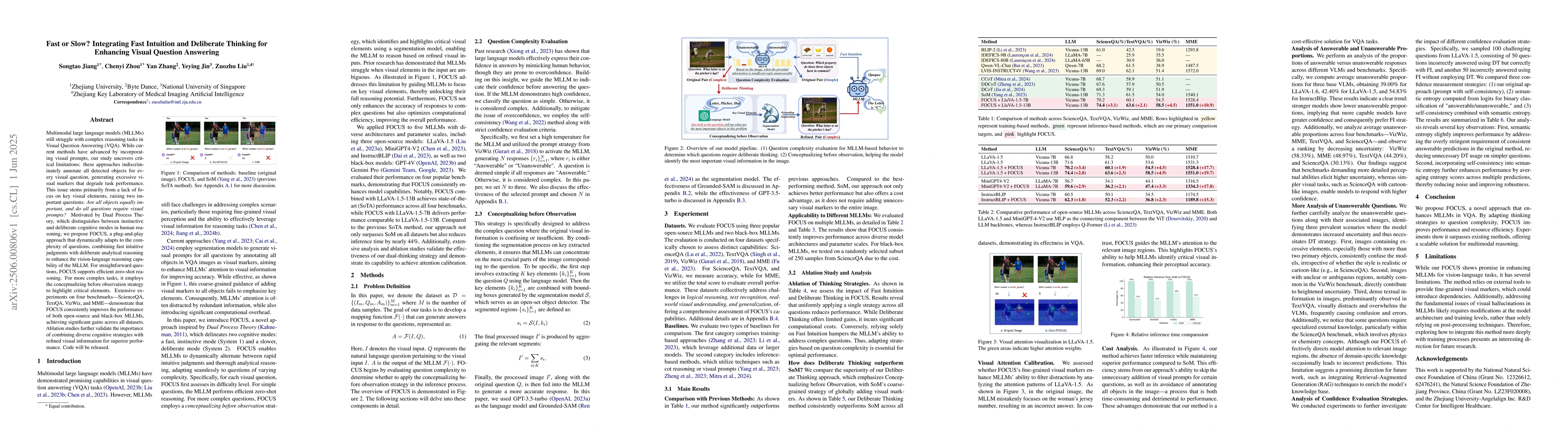 Thumbnail for Fast or Slow? Integrating Fast Intuition and Deliberate Thinking for
  Enhancing Visual Question Answering