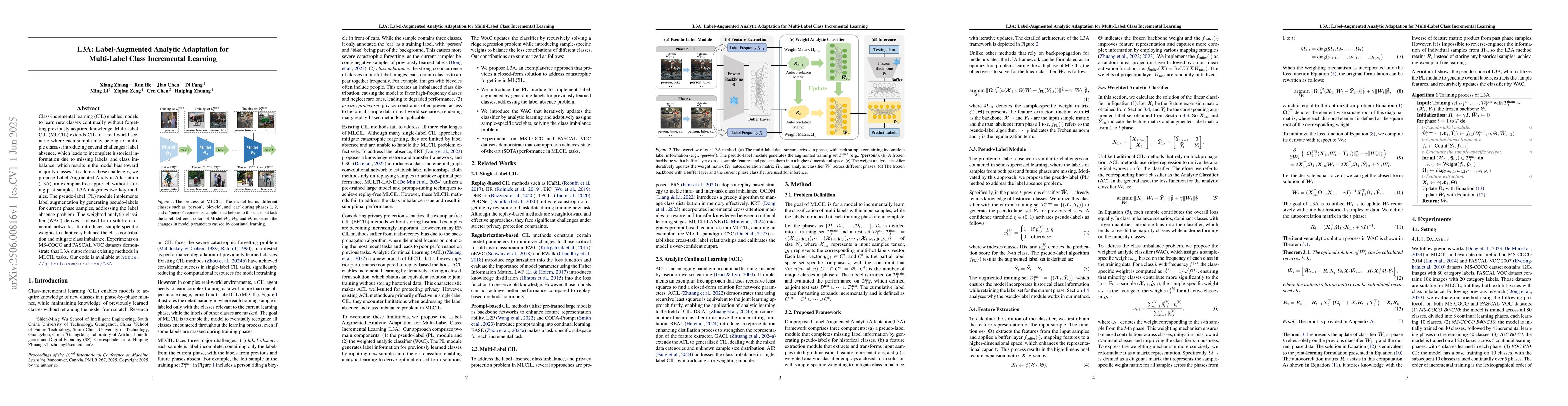 Thumbnail for L3A: Label-Augmented Analytic Adaptation for Multi-Label Class
  Incremental Learning