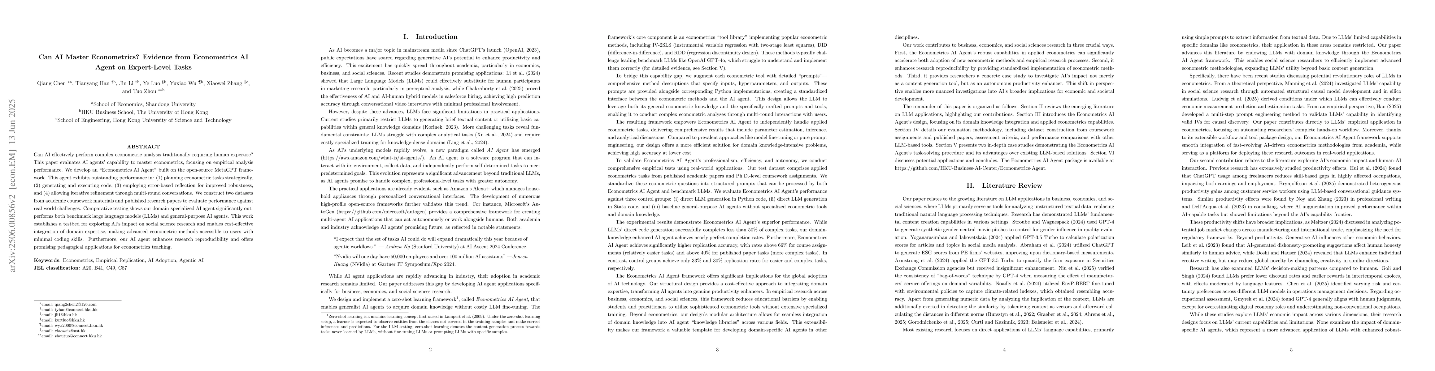 Thumbnail for Can AI Master Econometrics? Evidence from Econometrics AI Agent on
  Expert-Level Tasks