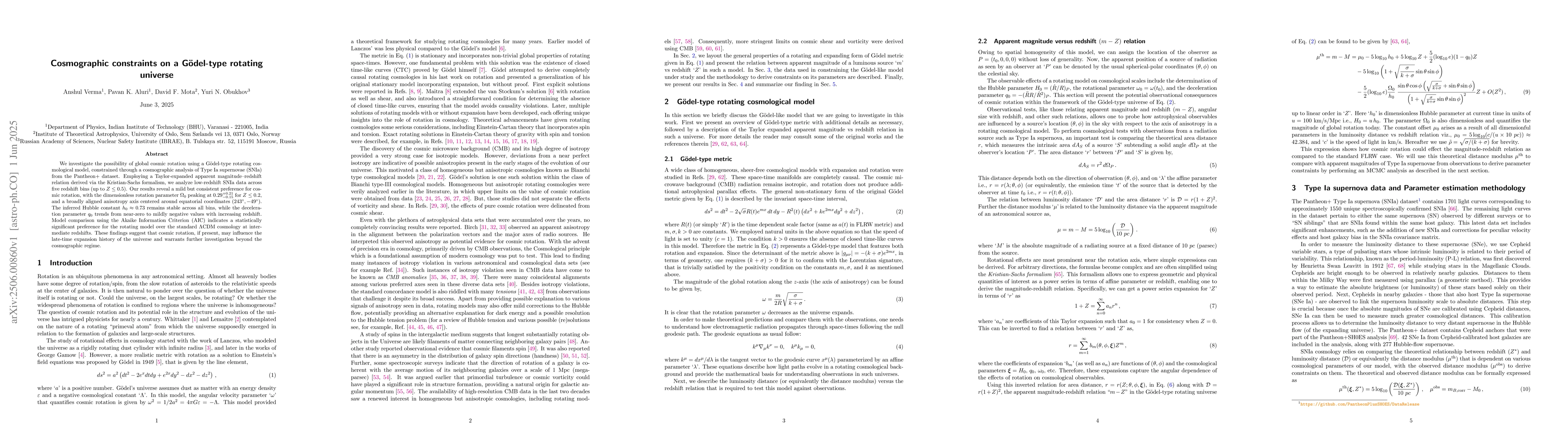 Thumbnail for Cosmographic constraints on a Gödel-type rotating universe