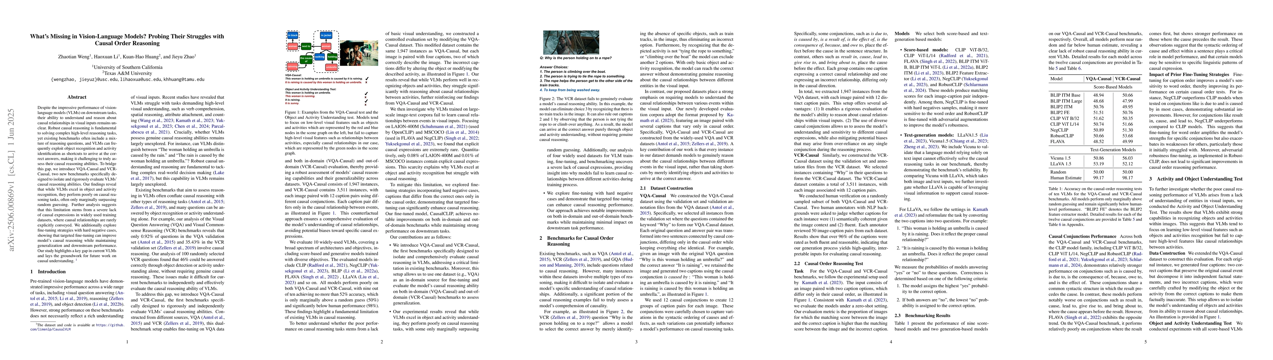 Thumbnail for What's Missing in Vision-Language Models? Probing Their Struggles with
  Causal Order Reasoning