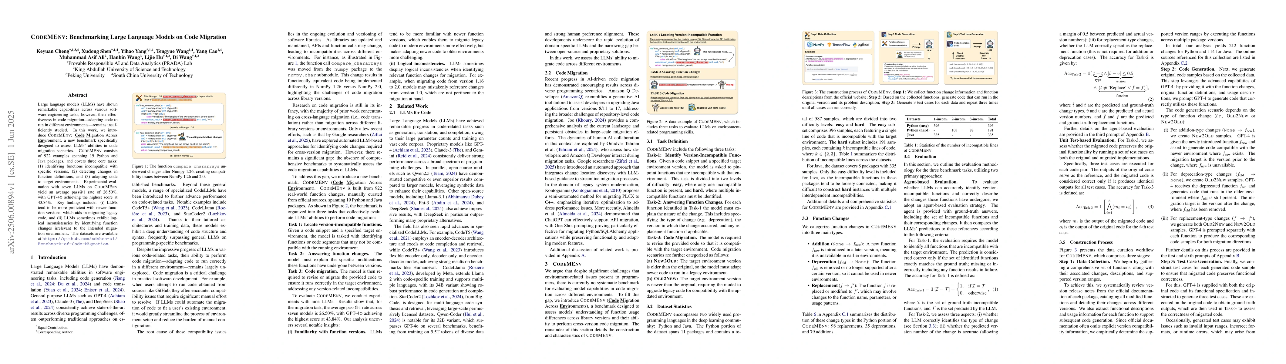 Thumbnail for CODEMENV: Benchmarking Large Language Models on Code Migration