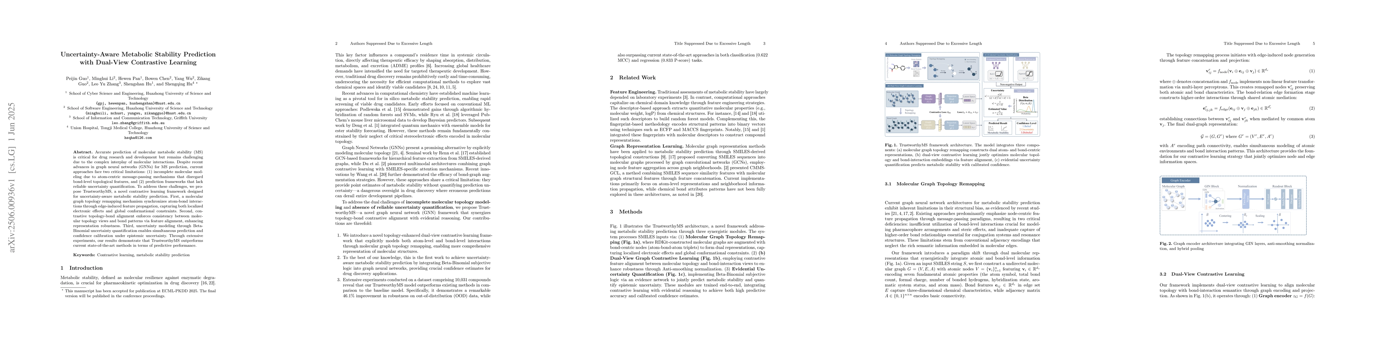 Thumbnail for Uncertainty-Aware Metabolic Stability Prediction with Dual-View
  Contrastive Learning
