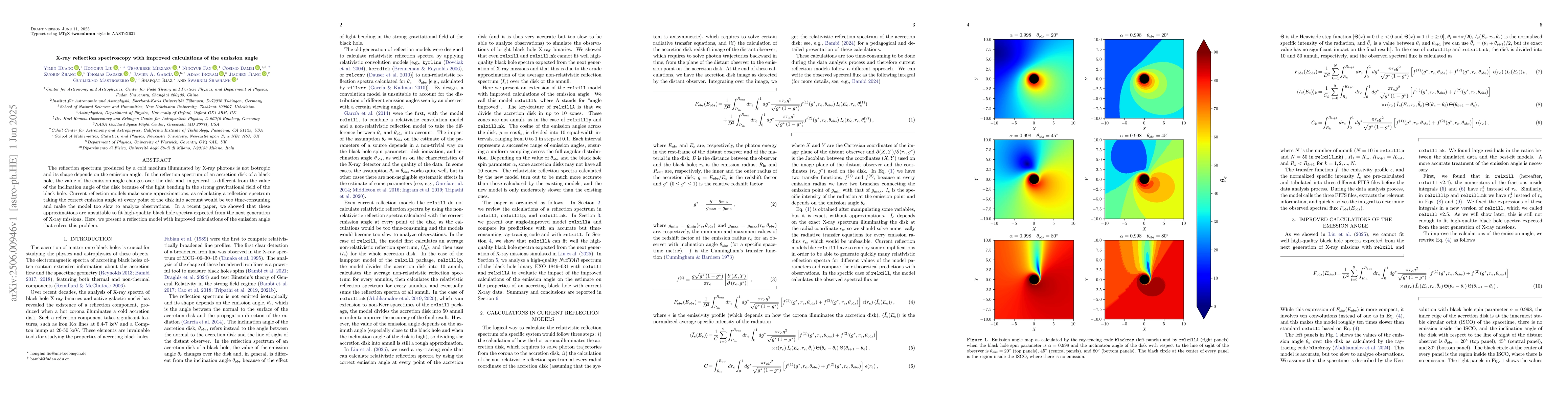 Thumbnail for X-ray reflection spectroscopy with improved calculations of the emission
  angle