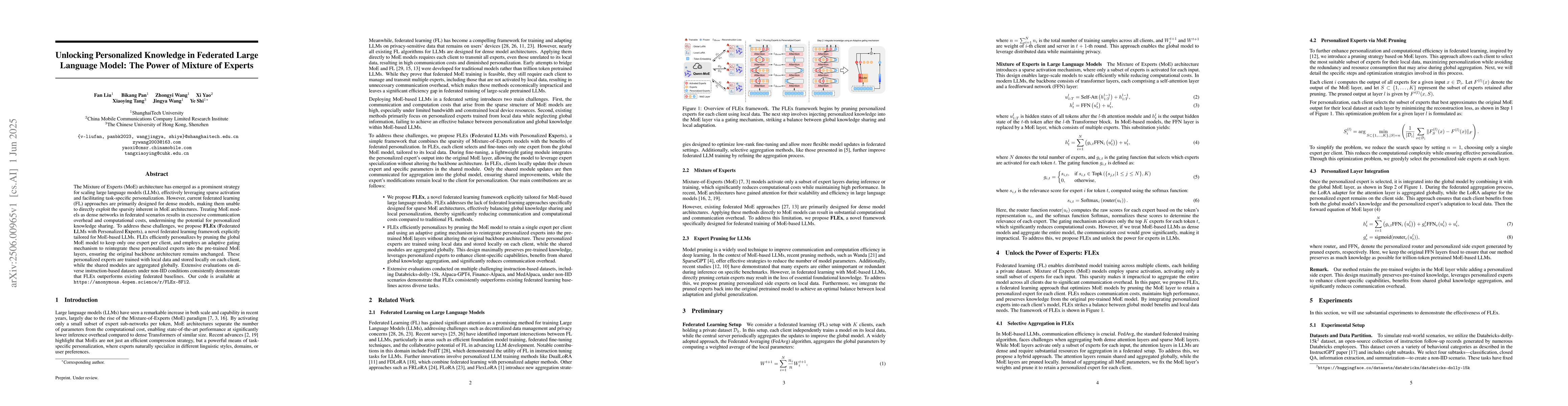Thumbnail for Unlocking Personalized Knowledge in Federated Large Language Model: The
  Power of Mixture of Experts