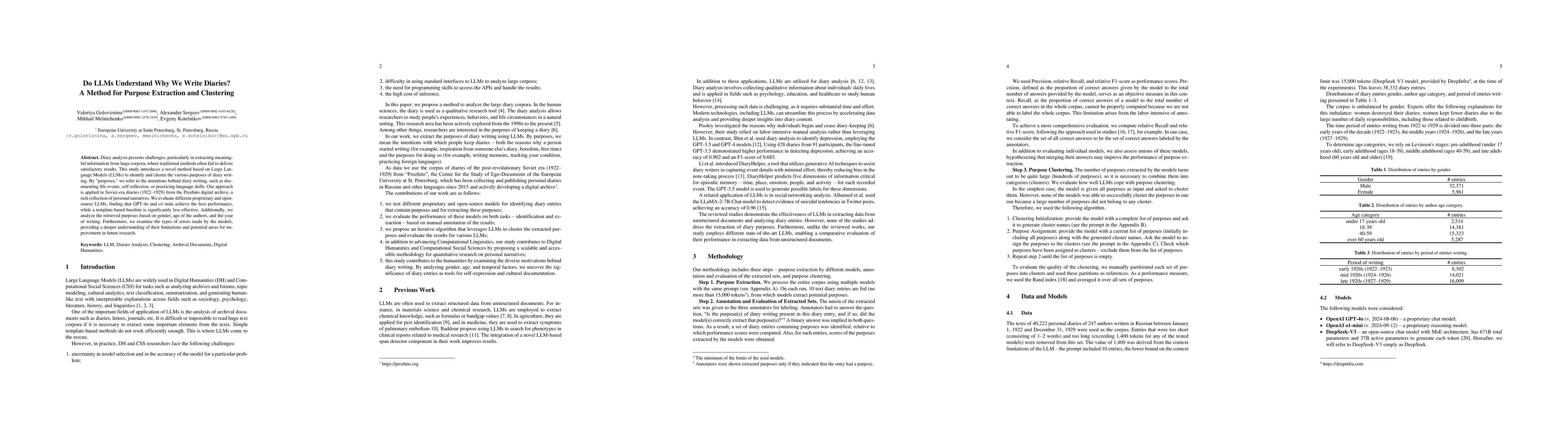 Thumbnail for Do LLMs Understand Why We Write Diaries? A Method for Purpose Extraction
  and Clustering