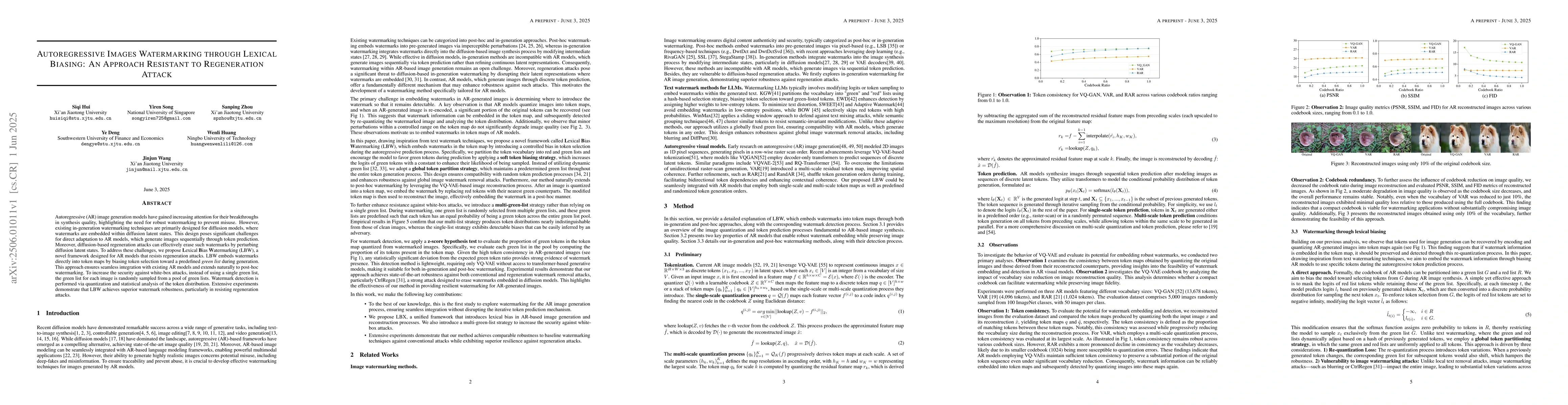 Thumbnail for Autoregressive Images Watermarking through Lexical Biasing: An Approach
  Resistant to Regeneration Attack