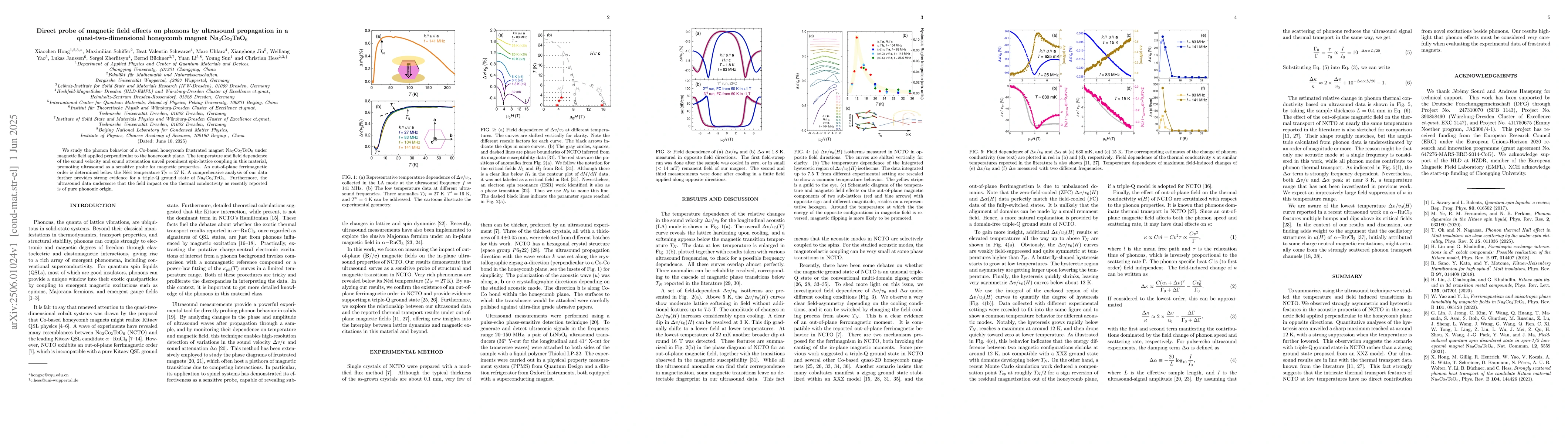 Thumbnail for Direct probe of magnetic field effects on phonons by ultrasound
  propagation in a quasi-two-dimensional honeycomb magnet Na$_2$Co$_2$TeO$_6$