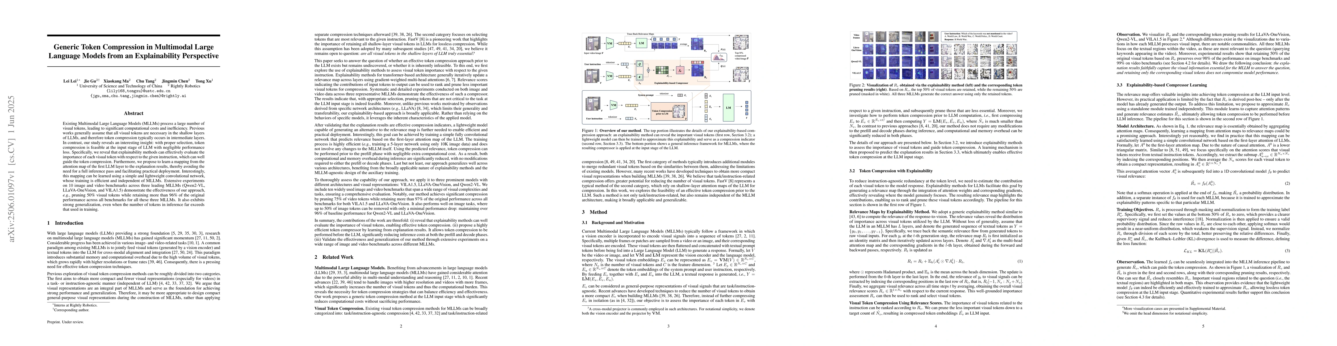 Thumbnail for Generic Token Compression in Multimodal Large Language Models from an
  Explainability Perspective