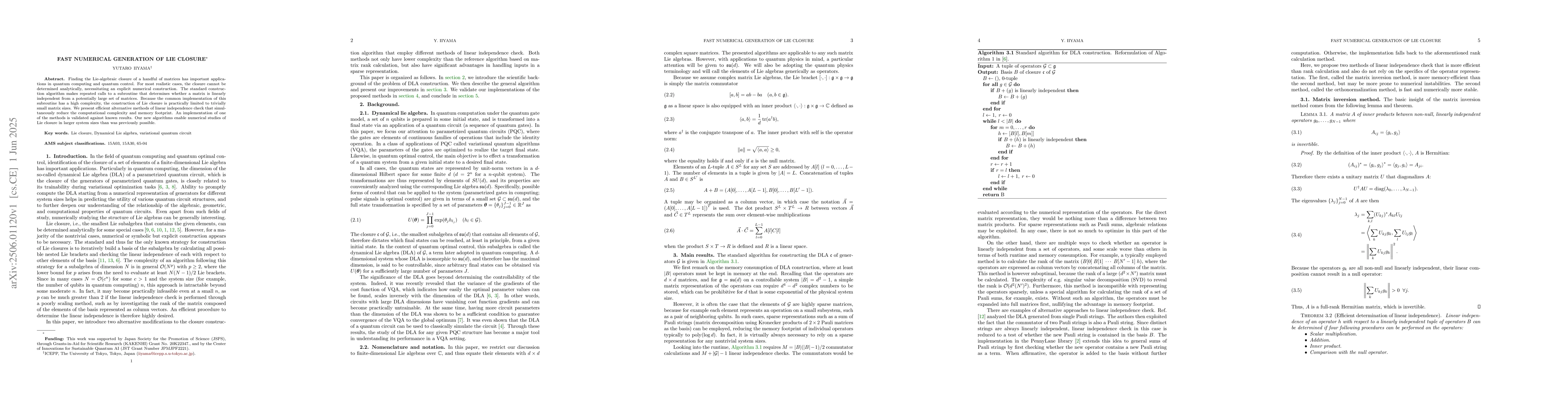 Thumbnail for Fast numerical generation of Lie closure