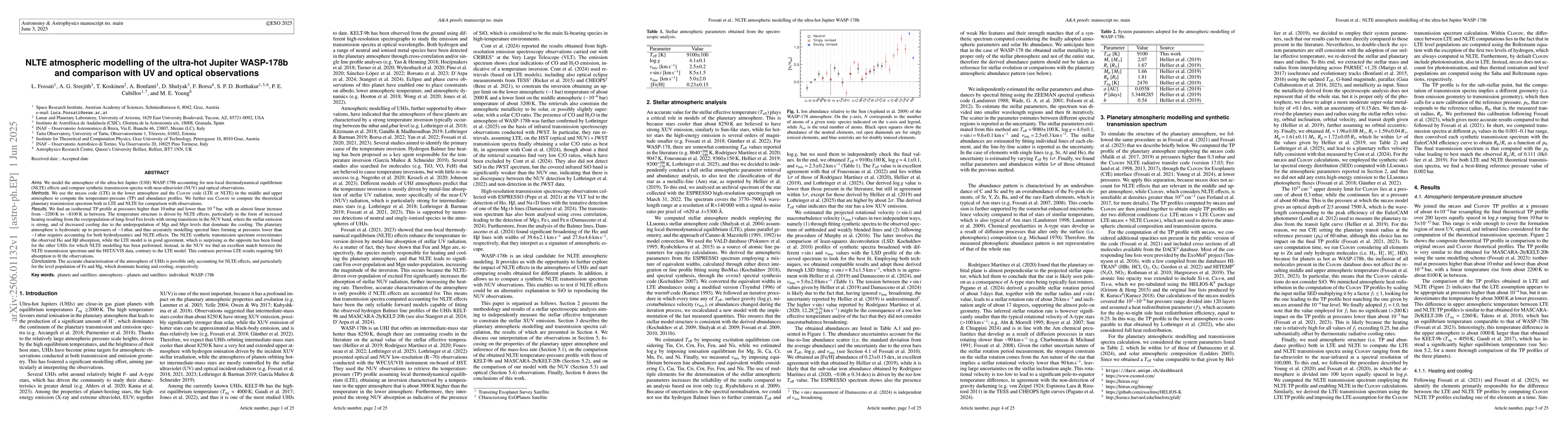 Thumbnail for NLTE atmospheric modelling of the ultra-hot Jupiter WASP-178b and
  comparison with UV and optical observations