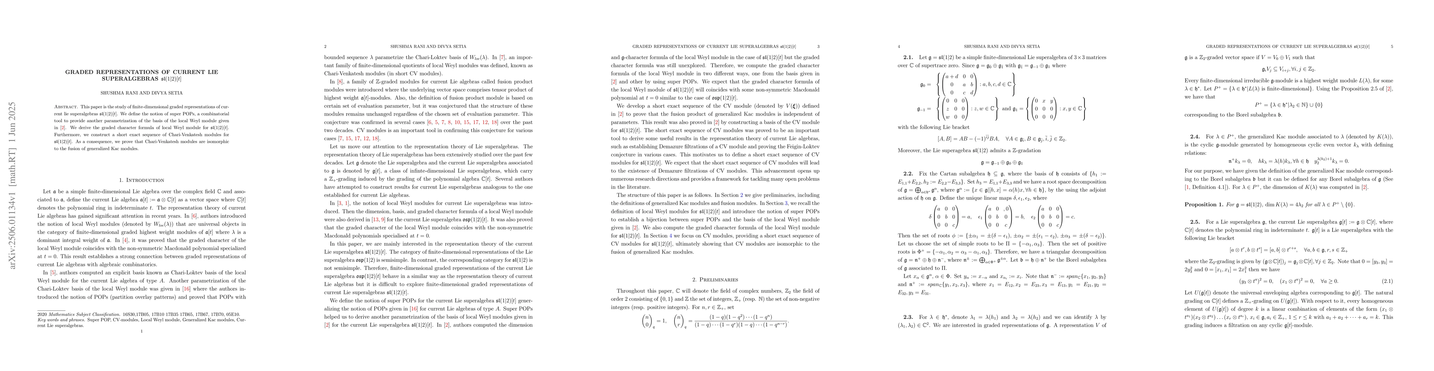 Thumbnail for Graded representations of current Lie superalgebras
  $\mathfrak{sl}(1|2)[t]$