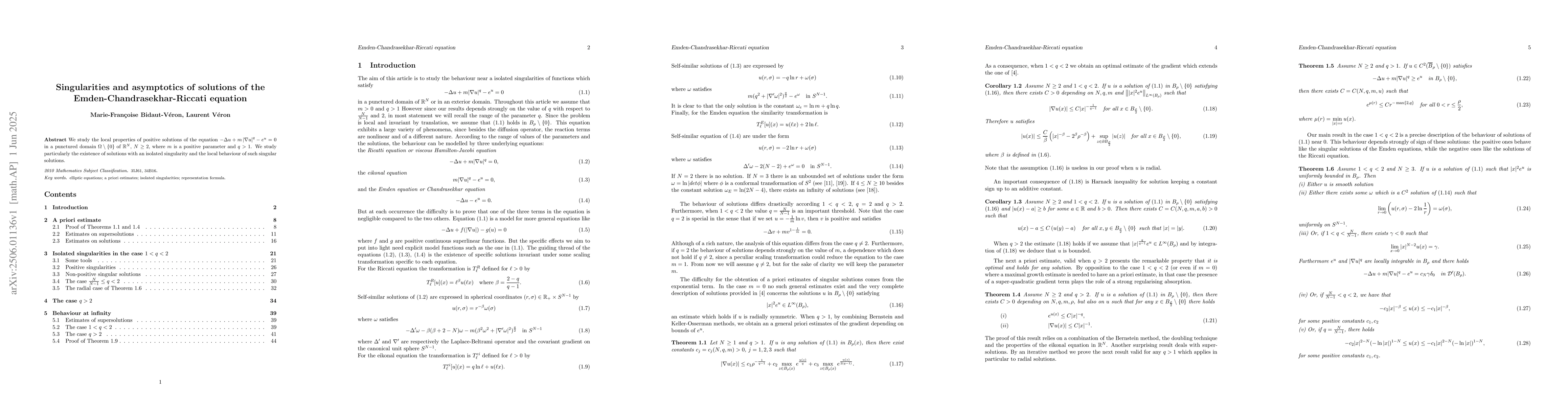 Thumbnail for Singularities and asymptotics of solutions of the
  Emden-Chandrasekhar-Riccati equation