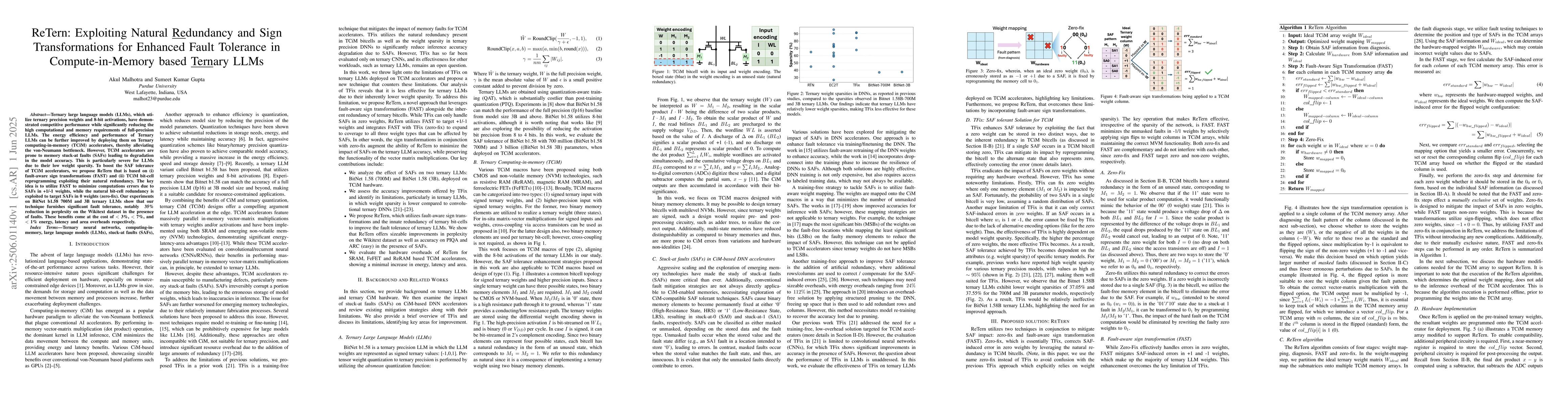 Thumbnail for ReTern: Exploiting Natural Redundancy and Sign Transformations for
  Enhanced Fault Tolerance in Compute-in-Memory based Ternary LLMs