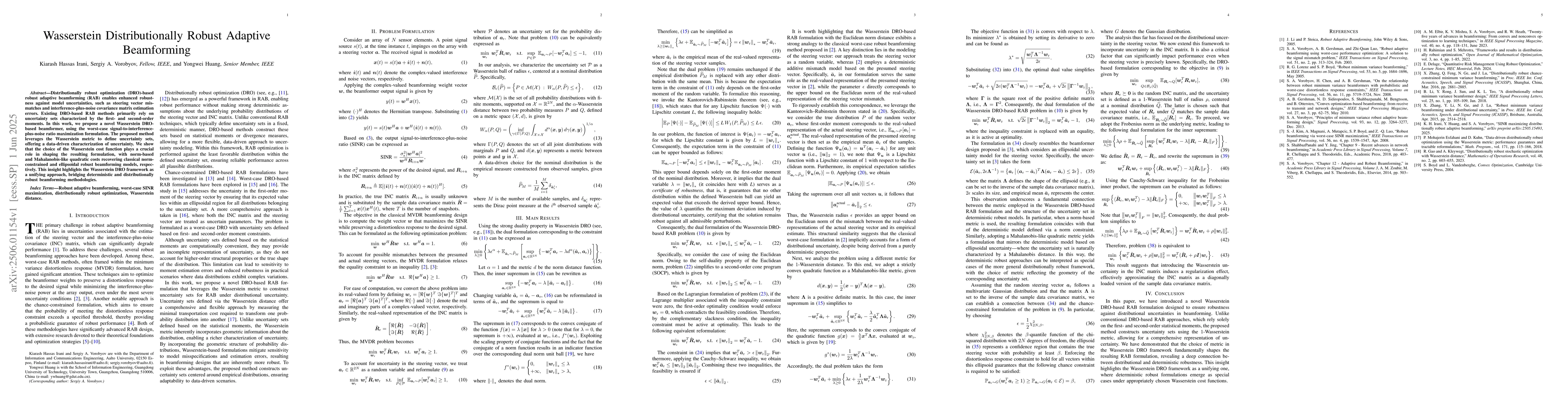 Thumbnail for Wasserstein Distributionally Robust Adaptive Beamforming
