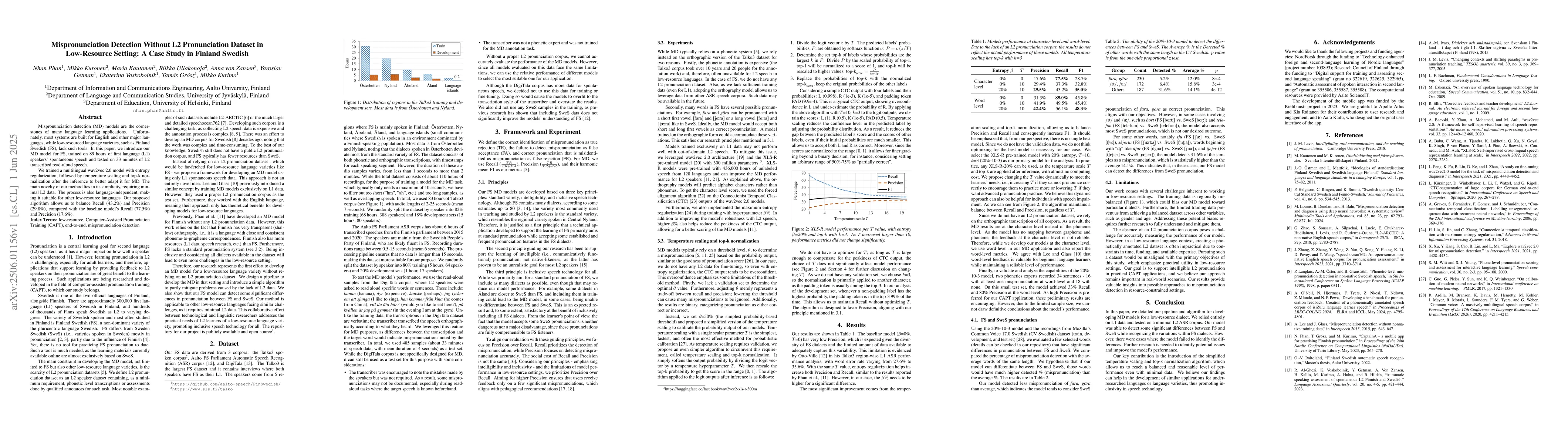 Thumbnail for Mispronunciation Detection Without L2 Pronunciation Dataset in
  Low-Resource Setting: A Case Study in Finland Swedish