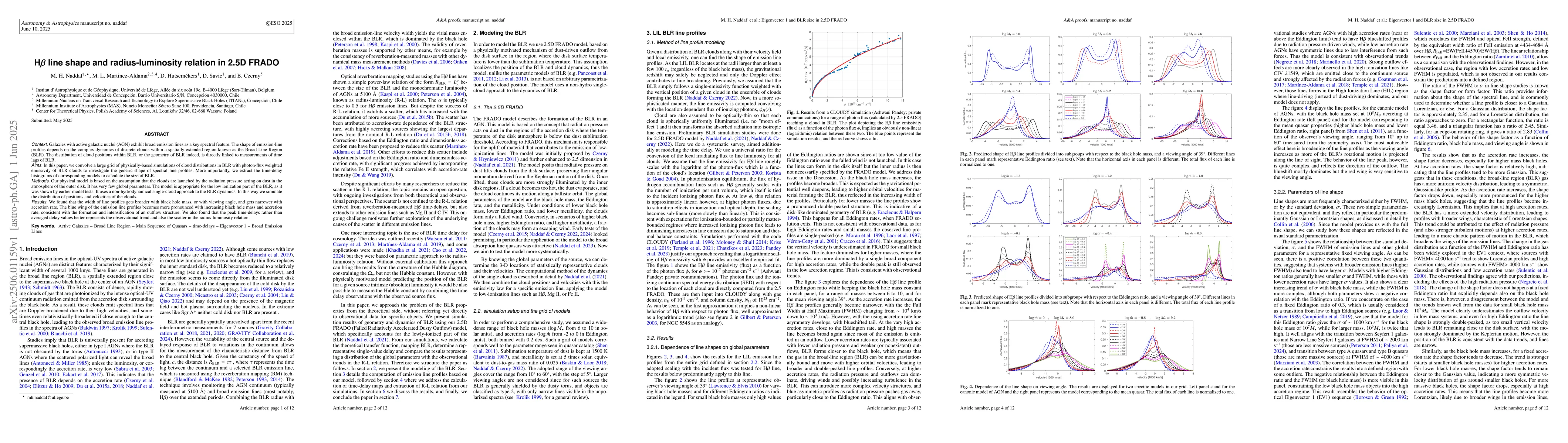 Thumbnail for H$β$ line shape and radius-luminosity relation in 2.5D FRADO
