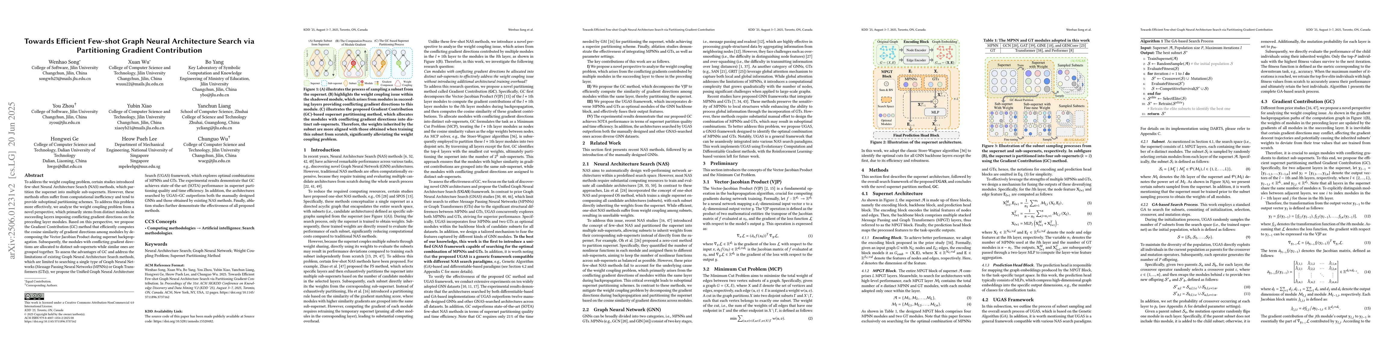 Thumbnail for Towards Efficient Few-shot Graph Neural Architecture Search via
  Partitioning Gradient Contribution