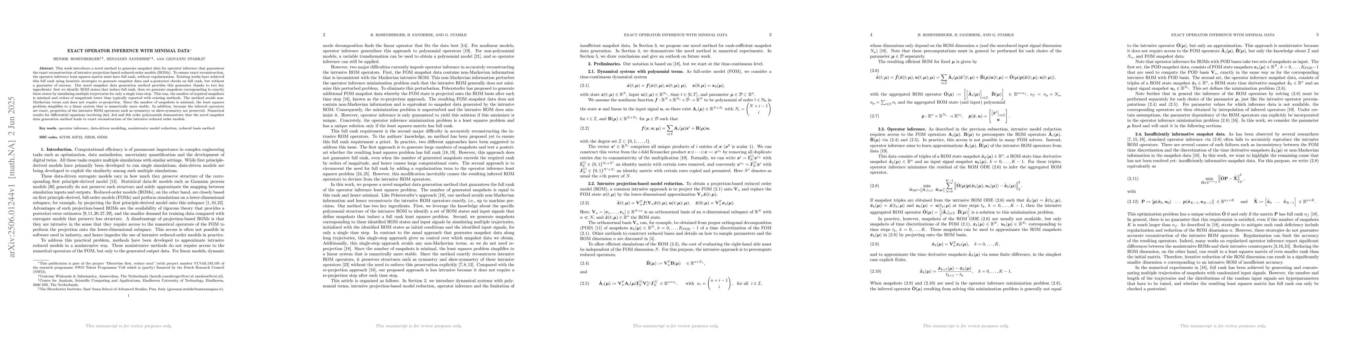 Thumbnail for Exact operator inference with minimal data