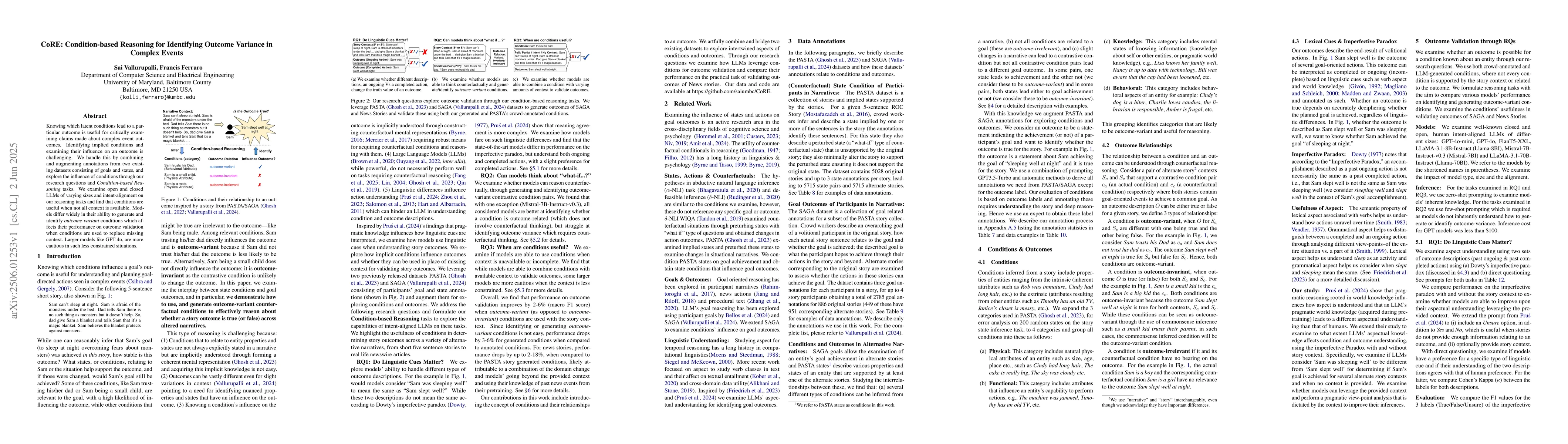 Thumbnail for CoRE: Condition-based Reasoning for Identifying Outcome Variance in
  Complex Events