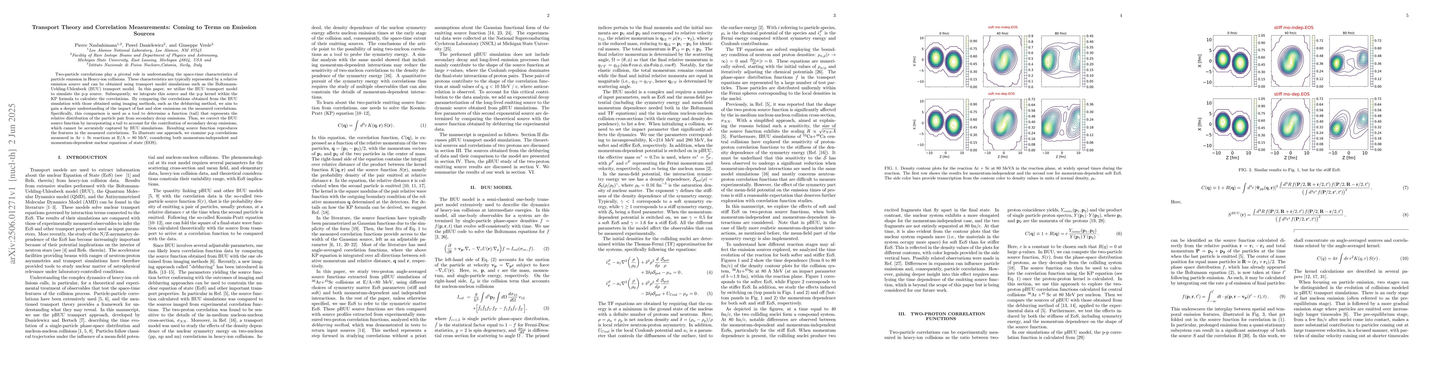 Thumbnail for Transport Theory and Correlation Measurements: Coming to Terms on
  Emission Sources