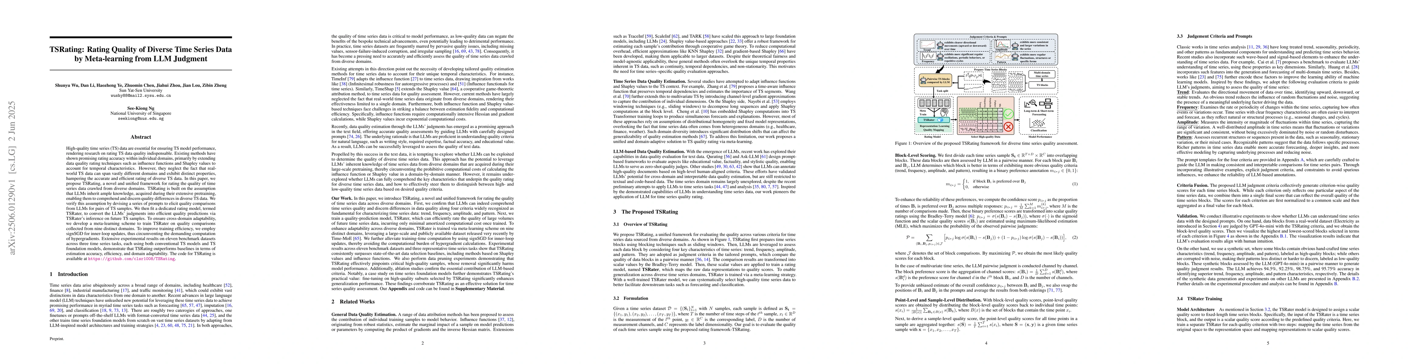 Thumbnail for TSRating: Rating Quality of Diverse Time Series Data by Meta-learning
  from LLM Judgment