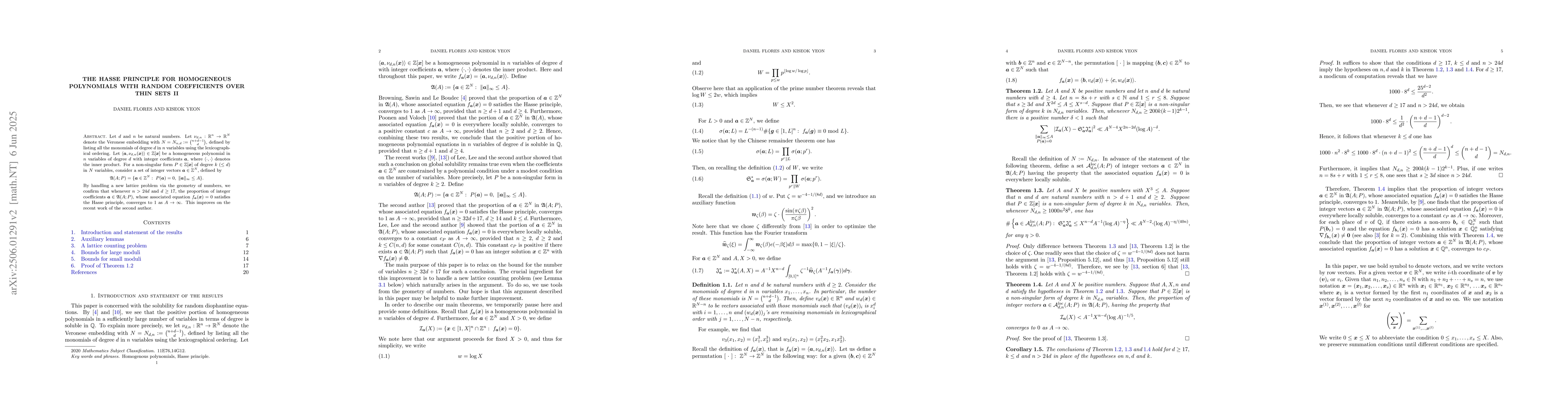 Thumbnail for The Hasse principle for homogeneous polynomials with random coefficients
  over thin sets II