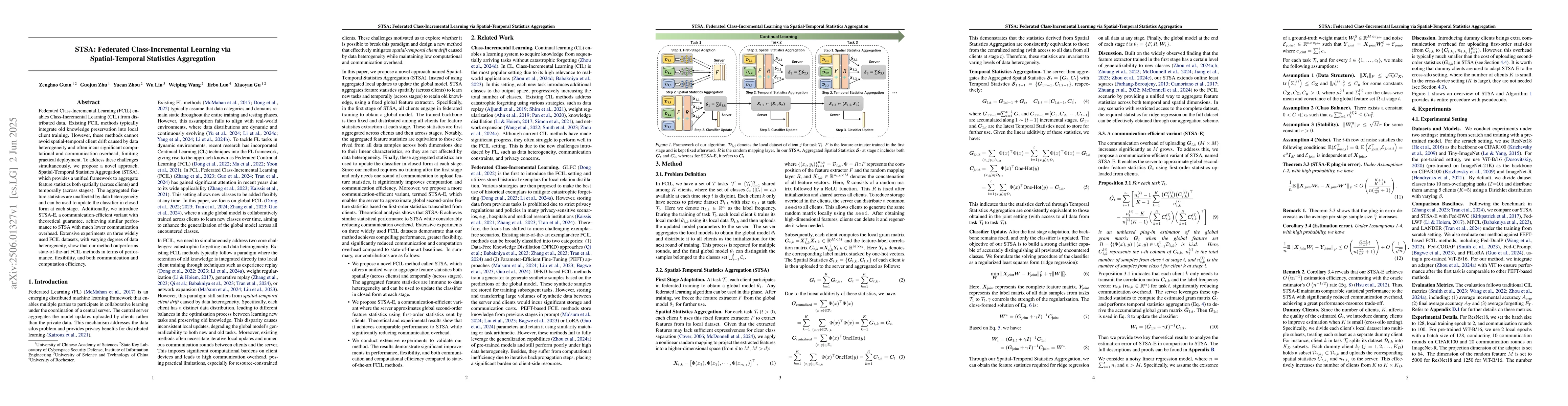 Thumbnail for STSA: Federated Class-Incremental Learning via Spatial-Temporal
  Statistics Aggregation