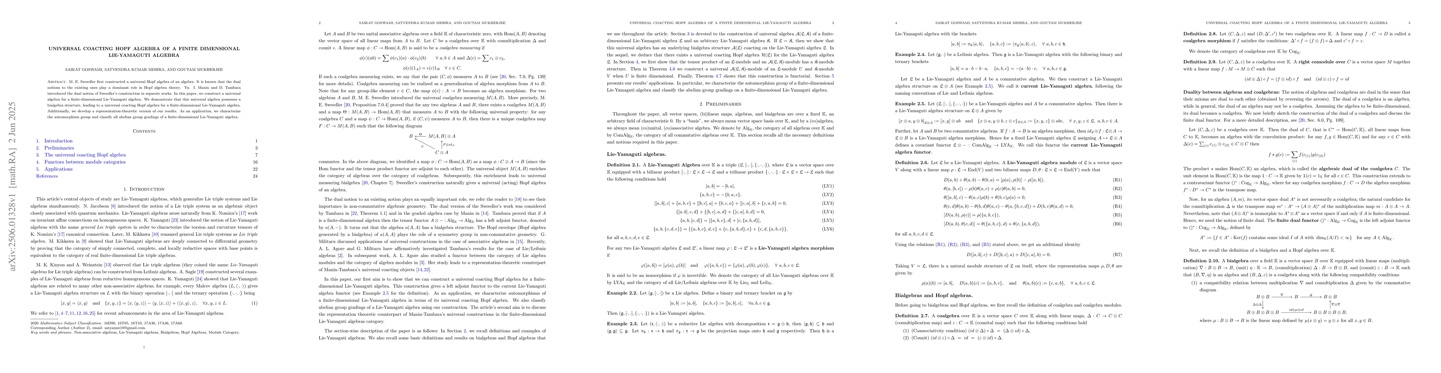 Thumbnail for Universal Coacting Hopf algebra of a Finite dimensional Lie-Yamaguti
  algebra