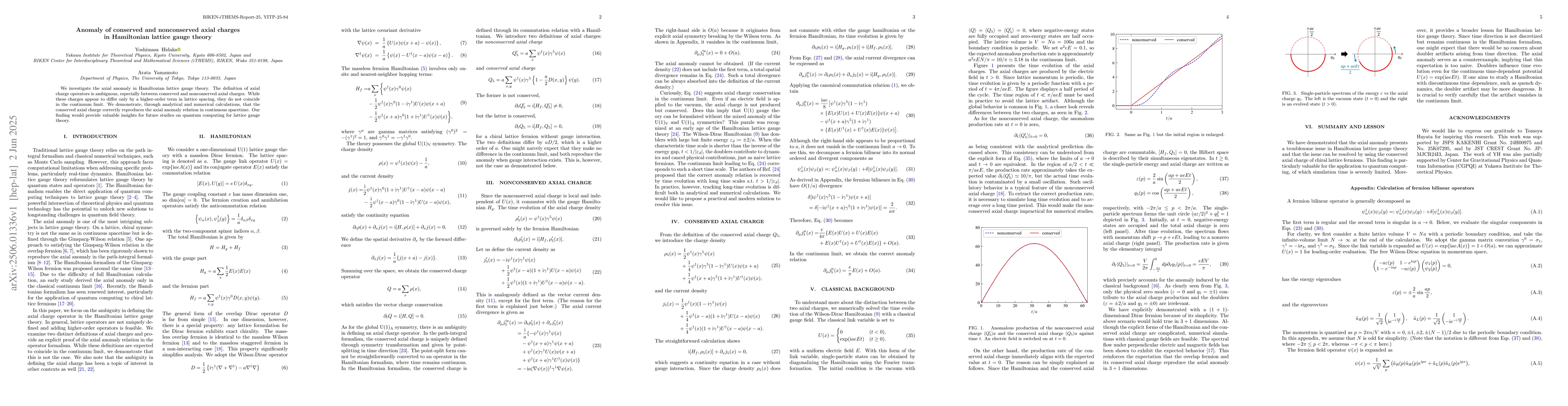 Thumbnail for Anomaly of conserved and nonconserved axial charges in Hamiltonian
  lattice gauge theory
