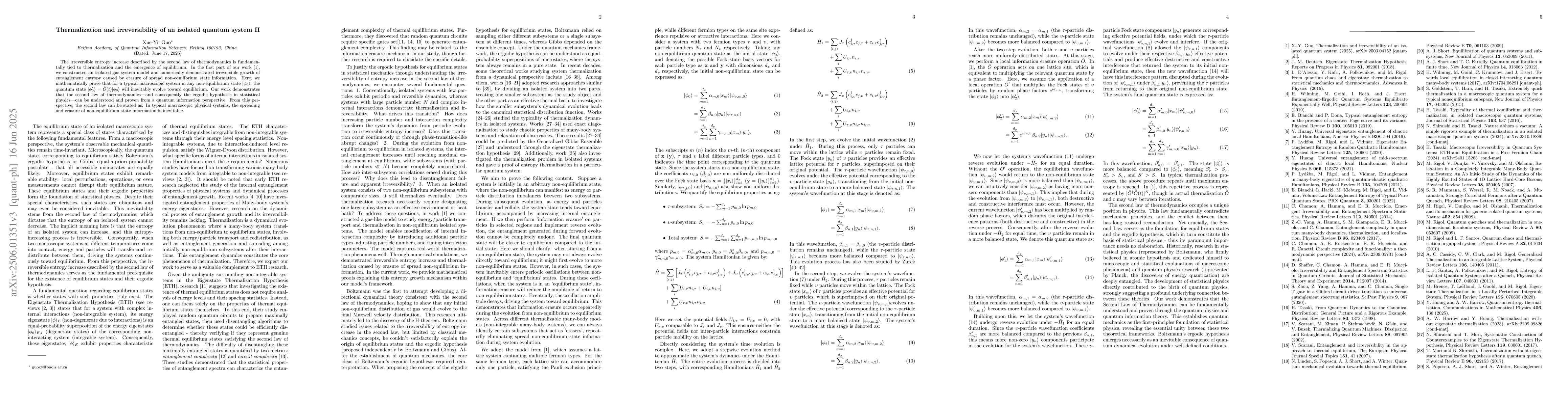 Thumbnail for Thermalization and irreversibility of an isolated quantum system II